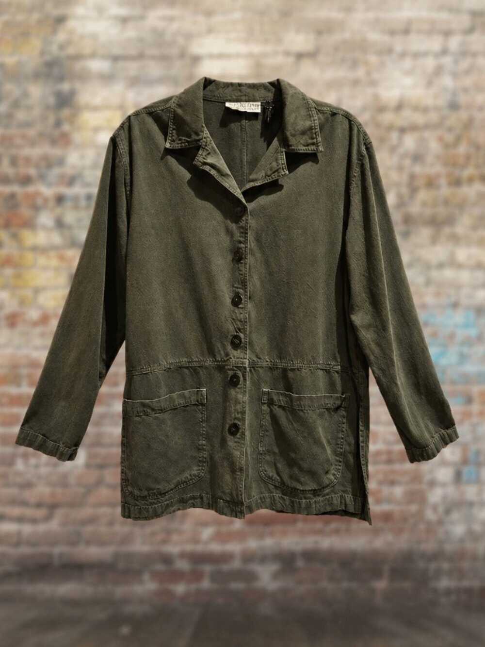 Dress Barn Tencel/Cotton Olive Green Button Down Shirt